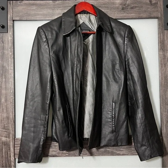 Valerie Stevens Sleek 100% Lamb Black Leather Jacket Classic Soft Medium - Picture 5 of 8